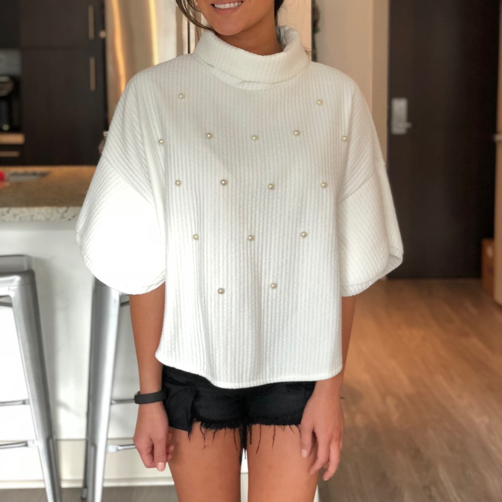 NWOT pearl embellished top